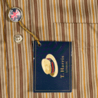 T Harris London Shirt Adult SMALL Brown Yelloiw Cotton Striped Button Down Tags