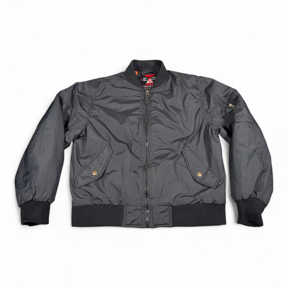 Spire by Galaxy Jacket Adult LARGE Black Quilted Orange Lined Bomber Flight-1 Spire by Galaxy Jacket Adult LARGE Black Quilted Orange Lined Bomber Flight