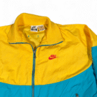 Vintage Nike Jacket Boys MEDIUM Yellow Colorblock Windbreaker Elite Swoosh 90s