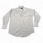 Vintage Plains Western Shirt Adult LARGE White Striped Pearl Snap Cowboy 90s