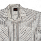 Vintage Plains Western Shirt Adult LARGE White Striped Pearl Snap Cowboy 90s