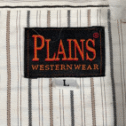 Vintage Plains Western Shirt Adult LARGE White Striped Pearl Snap Cowboy 90s