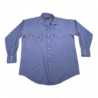 Vintage Plains Western Shirt Adult LARGE Blue Pearl Snap Cowboy Fade Rodeo 90s