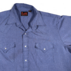 Vintage Plains Western Shirt Adult LARGE Blue Pearl Snap Cowboy Fade Rodeo 90s