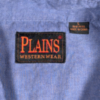 Vintage Plains Western Shirt Adult LARGE Blue Pearl Snap Cowboy Fade Rodeo 90s