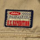 Vintage US Expedition Shirt Adult LARGE Brown Patches Scouts Outdoor Safari 90s