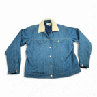 Vintage Jean Jacket Womens 1X Blue Linen Blend Denim Selene Sport Sherpa 90s