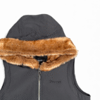 Marmot Vest Womens SMALL Black Hooded Faux Fur Outdoor Gorpcore Softshell Hoodie