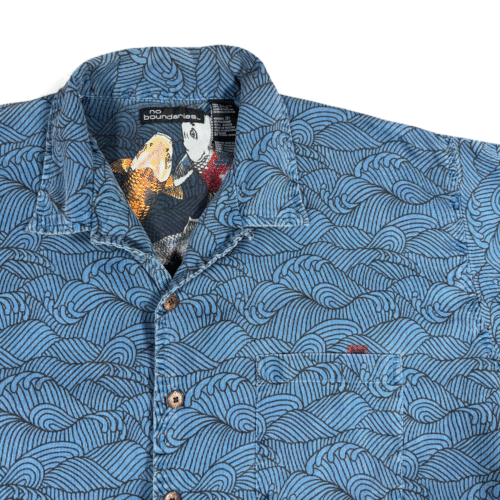 Vintage Koi Fish Shirt Adult 2XL Blue Japanese Seigaiha Waves No Boundaries Y2K-2 Vintage Koi Fish Shirt Adult 2XL Blue Japanese Seigaiha Waves No Boundaries Y2K