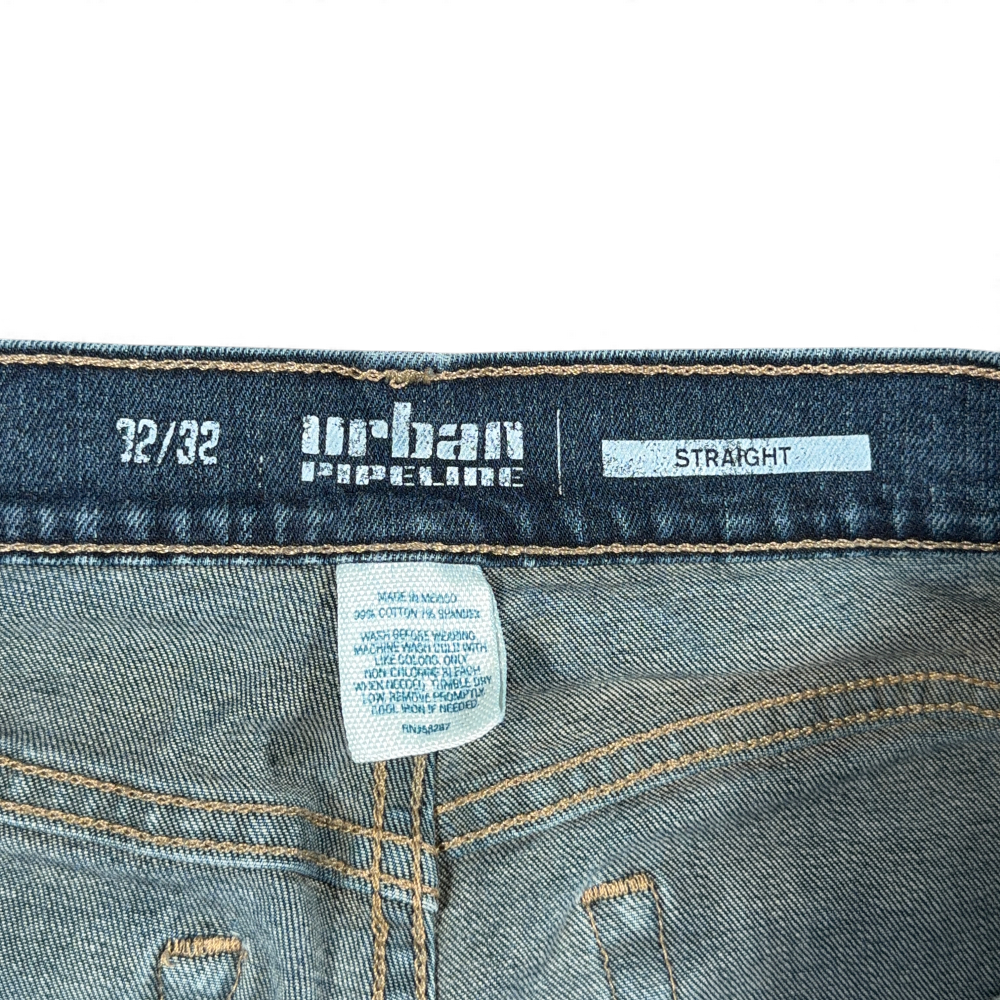 Urban Pipeline Jeans Mens 32x32 Blue Straight Fit Stretch Dark Wash Denim-5 Urban Pipeline Jeans Mens 32x32 Blue Straight Fit Stretch Dark Wash Denim