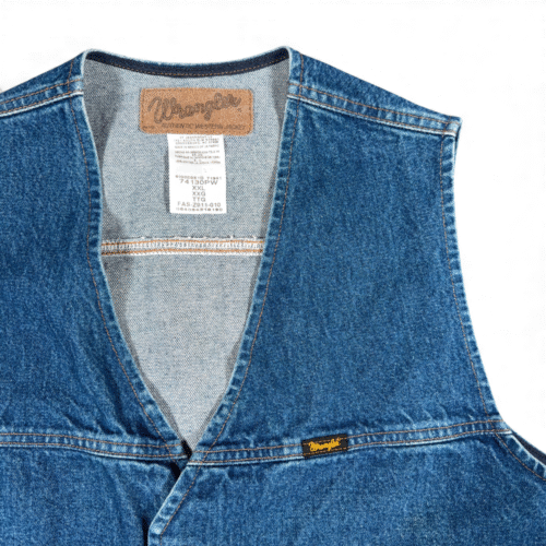 Vintage Wrangler Vest Adult 2XL XXL Blue Denim Jean Western Biker Trucker Y2K-2 Vintage Wrangler Vest Adult 2XL XXL Blue Denim Jean Western Biker Trucker Y2K