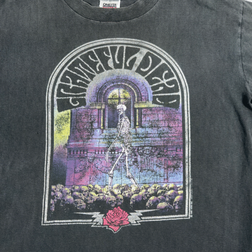 Vintage Grateful Dead Shirt Adult LARGE Black Skull Rose Walking Skeleton 90s-2 Vintage Grateful Dead Shirt Adult LARGE Black Skull Rose Walking Skeleton 90s