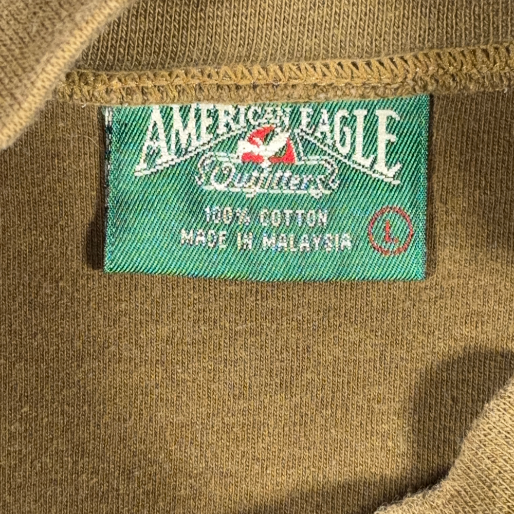 Vintage American Eagle Shirt Adult LARGE Green Mock Neck Military Olive 90s-4 Vintage American Eagle Shirt Adult LARGE Green Mock Neck Military Olive 90s