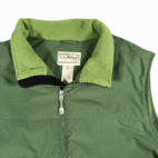 Vintage LL Bean Vest Adult 2XL Green Fleece Nylon Outdoor Zip Gorpcore Y2K