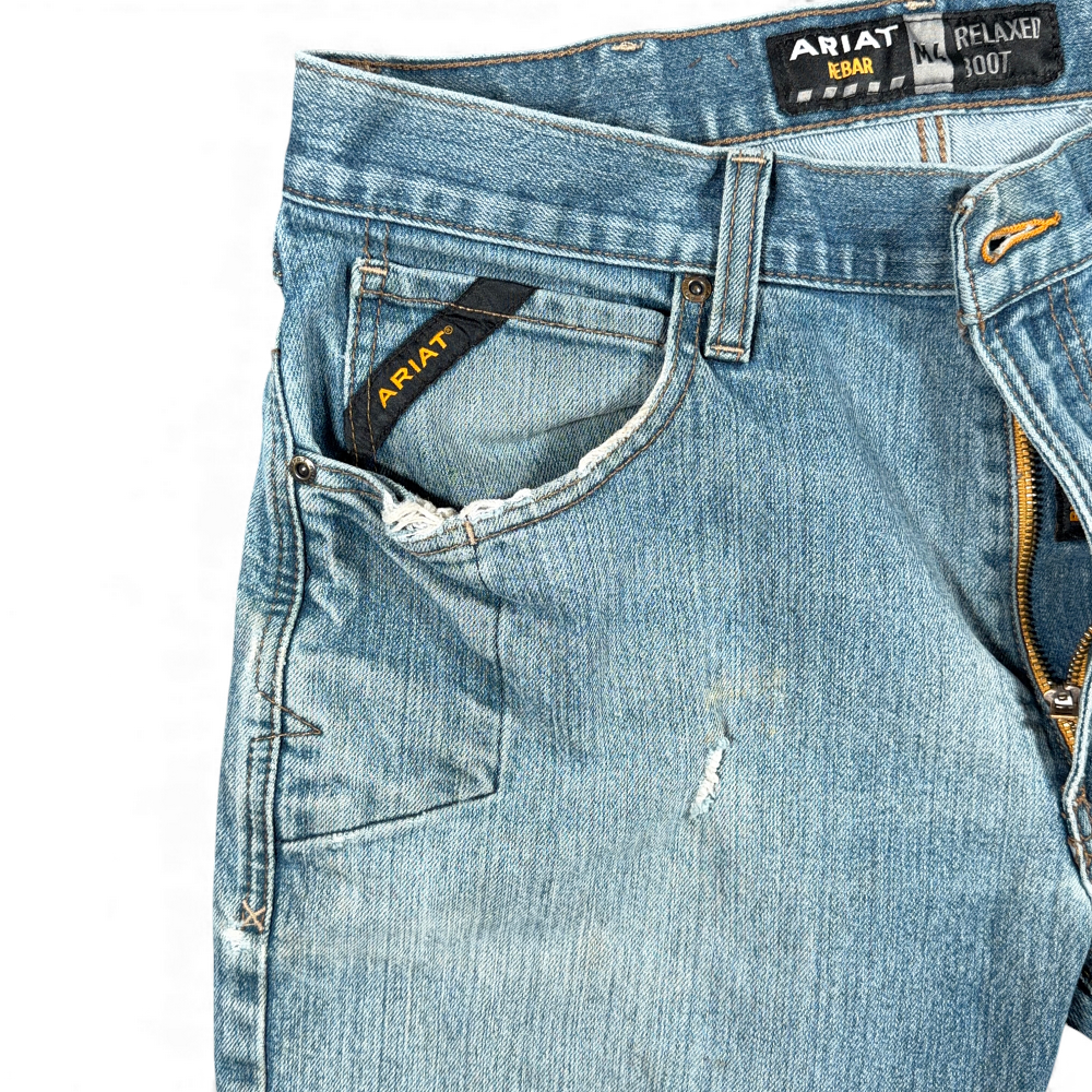 Ariat Jeans Mens 33x33 Blue Rebar M4 Bootcut Relaxed Medium Wash Denim Workwear-7 Ariat Jeans Mens 33x33 Blue Rebar M4 Bootcut Relaxed Medium Wash Denim Workwear