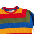 Vintage Amana Woolen Mill Sweater Adult LARGE Red Striped Raglan Rainbow 80s