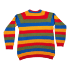 Vintage Amana Woolen Mill Sweater Adult LARGE Red Striped Raglan Rainbow 80s