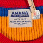 Vintage Amana Woolen Mill Sweater Adult LARGE Red Striped Raglan Rainbow 80s