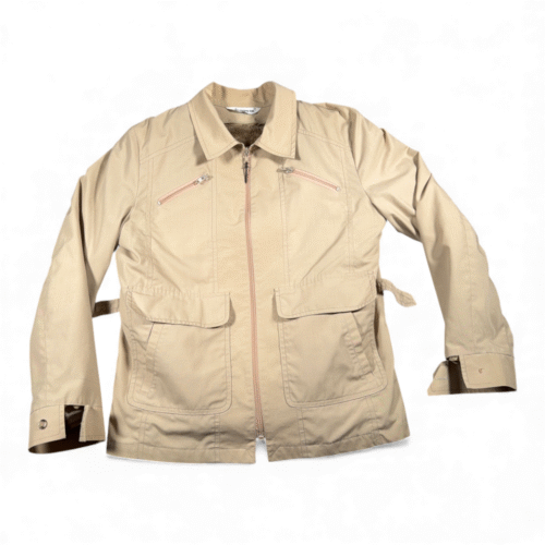 Vintage London Fog Jacket Adult MEDIUM 42 Brown Faux Fur Pile Lining Safari 70s