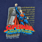 Vintage Superman Shirt Adult LARGE Blue Tower of Power Six Flags Theme Park Y2K