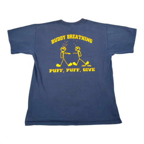 Vintage 420 Shirt Adult LARGE Blue Buddy Breathing Puff Give Funny Y2K