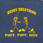 Vintage 420 Shirt Adult LARGE Blue Buddy Breathing Puff Give Funny Y2K