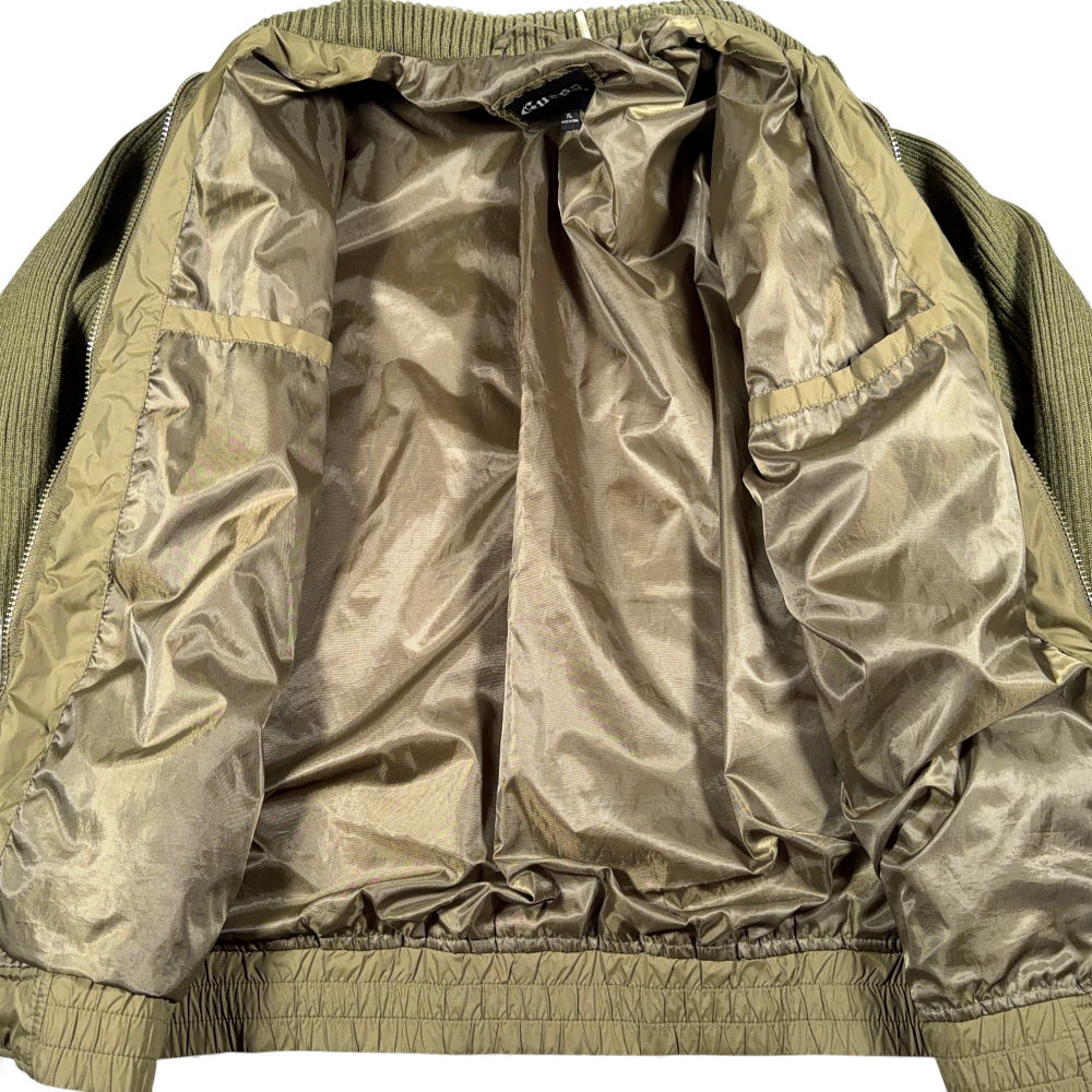 Guess Jacket Adult EXTRA LARGE Green Quilted Sweater Sleeve Bomber Military Army-6 Guess Jacket Adult EXTRA LARGE Green Quilted Sweater Sleeve Bomber Military Army