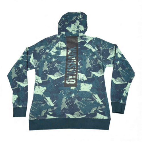 Gymshark Hoodie Adult LARGE Green Camo Abstract Pullover Performance Athleisure-2 Gymshark Hoodie Adult LARGE Green Camo Abstract Pullover Performance Athleisure