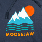 Moosejaw Sweater Adult EXTRA LARGE Blue Mountain Graphic Pullover Hoodie Outdoor