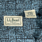 Vintage LL Bean Shirt Adult EXTRA LARGE Blue Mayan Aztec Tribal Camp Print Y2K
