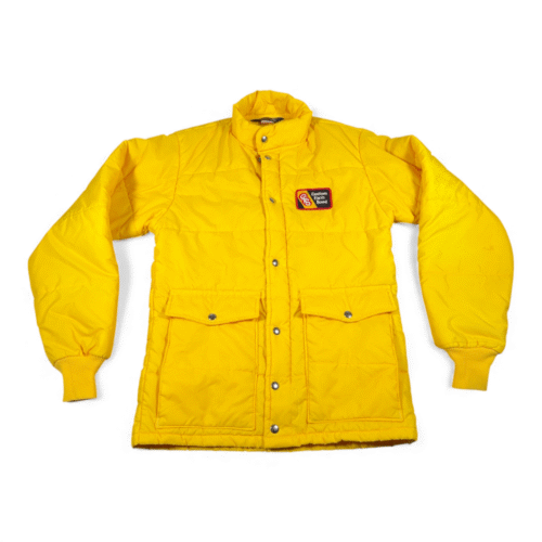Vintage Swingster Jacket Adult SMALL Yellow Quilted Puffer Farm Seed Work 80s