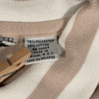 Vintage Expressions Polo Shirt Adult LARGE Brown Oatmeal Zip Neck White Trim 80s