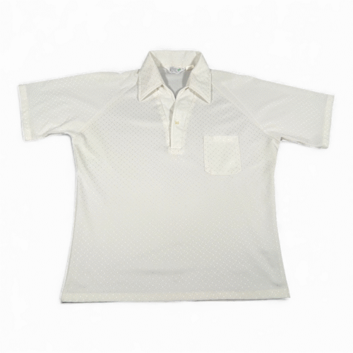 Vintage Resort Ware Polo Shirt Adult MEDIUM White Sparkle Pin Dot Disco 70s