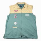 Vintage Gap Vest Adult MEDIUM Brown Green Color Block Mechanic Patches Work 90s