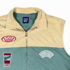 Vintage Gap Vest Adult MEDIUM Brown Green Color Block Mechanic Patches Work 90s