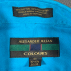 Vintage Alexander Julian Colours Shirt Adult MEDIUM Blue Dress Preppy Bright 90s
