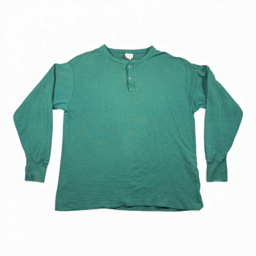Vintage LL Bean Shirt Adult EXTRA LARGE Green Henley River Drivers Wool 80s