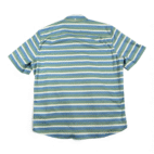 LL Bean Shirt Adult LARGE Blue Green Yellow Striped Fitted Stretch Outdoor