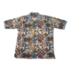 Vintage Masters Polo Shirt Adult 2XL XXL Brown Golf Patchwork Plaid Novelty 90s