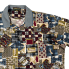 Vintage Masters Polo Shirt Adult 2XL XXL Brown Golf Patchwork Plaid Novelty 90s