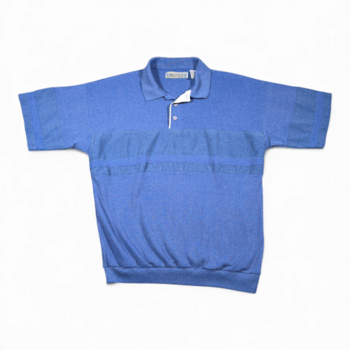 Vintage Hukapoo Polo Shirt Adult MEDIUM Blue Textured Waffle Knit Golf 90s