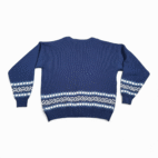 Vintage Sears Sweater Adult LARGE Blue Fair Isle Cardigan Mens Store Grandpa 90s