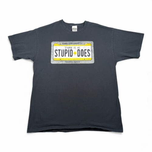 Vintage Bubba Gump Shrimp Shirt Adult LARGE Black Madeira Beach Stupid Is Y2K