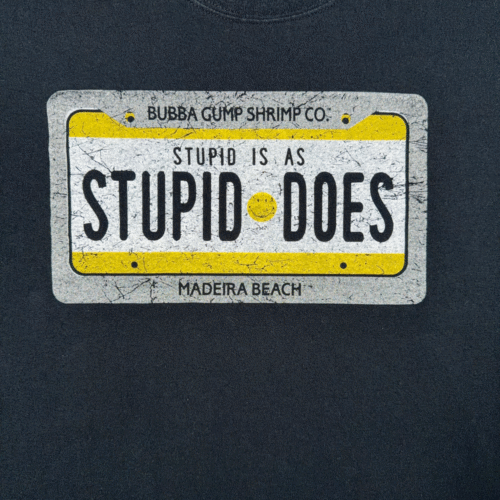 Vintage Bubba Gump Shrimp Shirt Adult LARGE Black Madeira Beach Stupid Is Y2K-2 Vintage Bubba Gump Shrimp Shirt Adult LARGE Black Madeira Beach Stupid Is Y2K