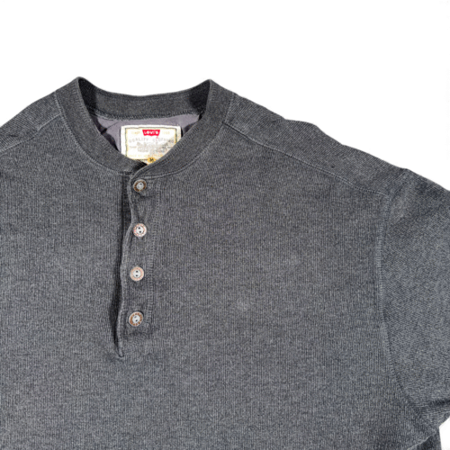 Vintage Levis Shirt Adult MEDIUM Gray Henley Ribbed Pullover Outdoor Work 90s-2 Vintage Levis Shirt Adult MEDIUM Gray Henley Ribbed Pullover Outdoor Work 90s