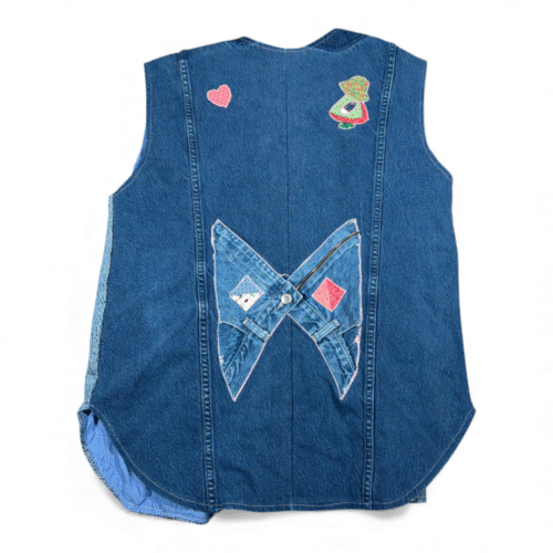 Vintage Lee Vest Womens EXTRA LARGE Blue Patched Upcycled Holly Hobbie Denim 80s-2 Vintage Lee Vest Womens EXTRA LARGE Blue Patched Upcycled Holly Hobbie Denim 80s