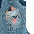 Vintage Lee Vest Womens EXTRA LARGE Blue Patched Upcycled Holly Hobbie Denim 80s