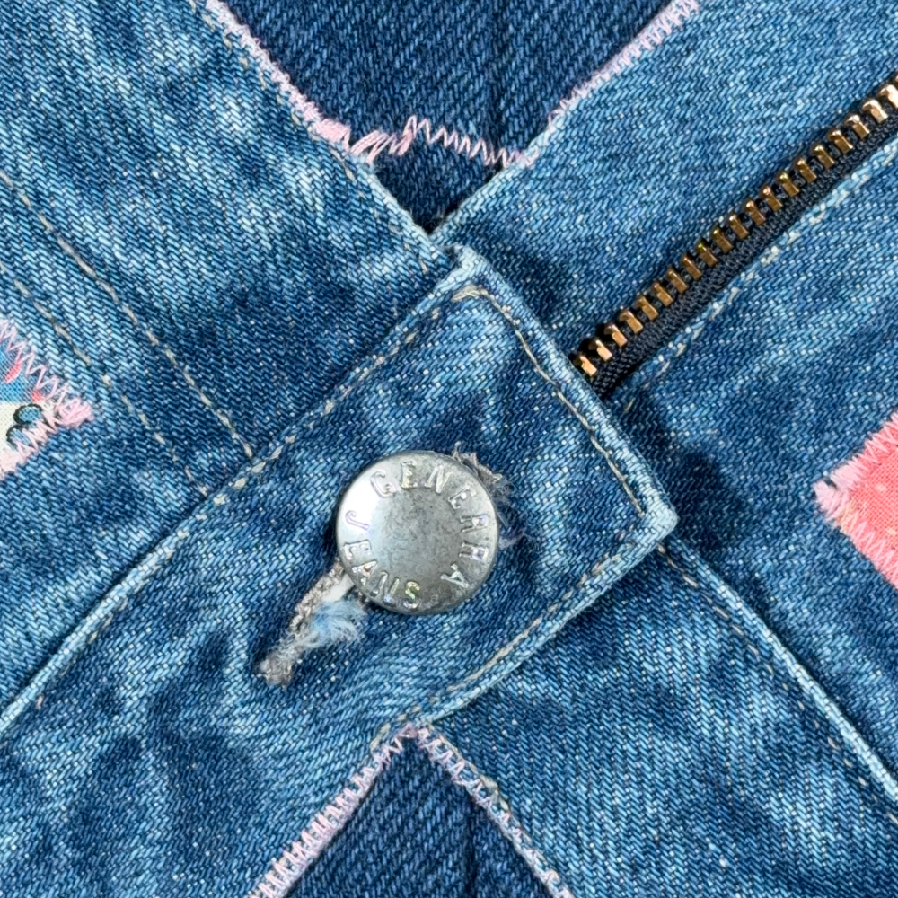 Vintage Lee Vest Womens EXTRA LARGE Blue Patched Upcycled Holly Hobbie Denim 80s-7 Vintage Lee Vest Womens EXTRA LARGE Blue Patched Upcycled Holly Hobbie Denim 80s