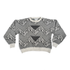 Vintage Giani Leone Sweater Adult 2XL Black White Acrylic Geometric Leather 80s