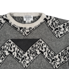 Vintage Giani Leone Sweater Adult 2XL Black White Acrylic Geometric Leather 80s